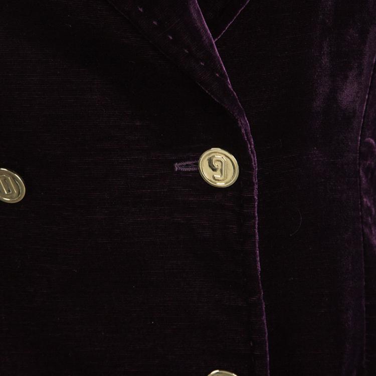 Pre Owned Dolce and Gabbana Purple Velvet Double Breasted Blazer S