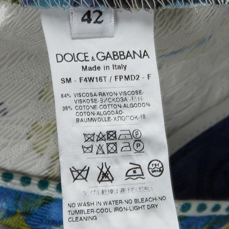 Pre Owned Dolce and Gabbana Multicolor Lemon Printed Embossed Jacquard Skirt M