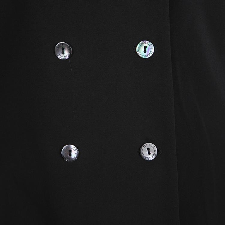 Pre Owned Dolce and Gabbana Black Double Breasted Blazer and Midi Skirt Set M