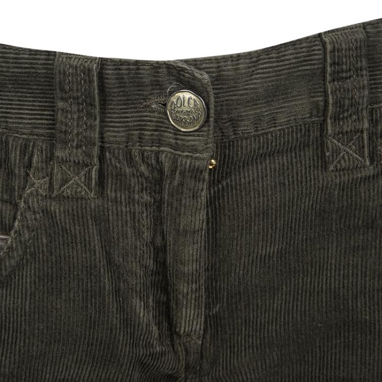 Pre Owned Dolce and Gabbana Olive Green Corduroy Three Quarter Pants M