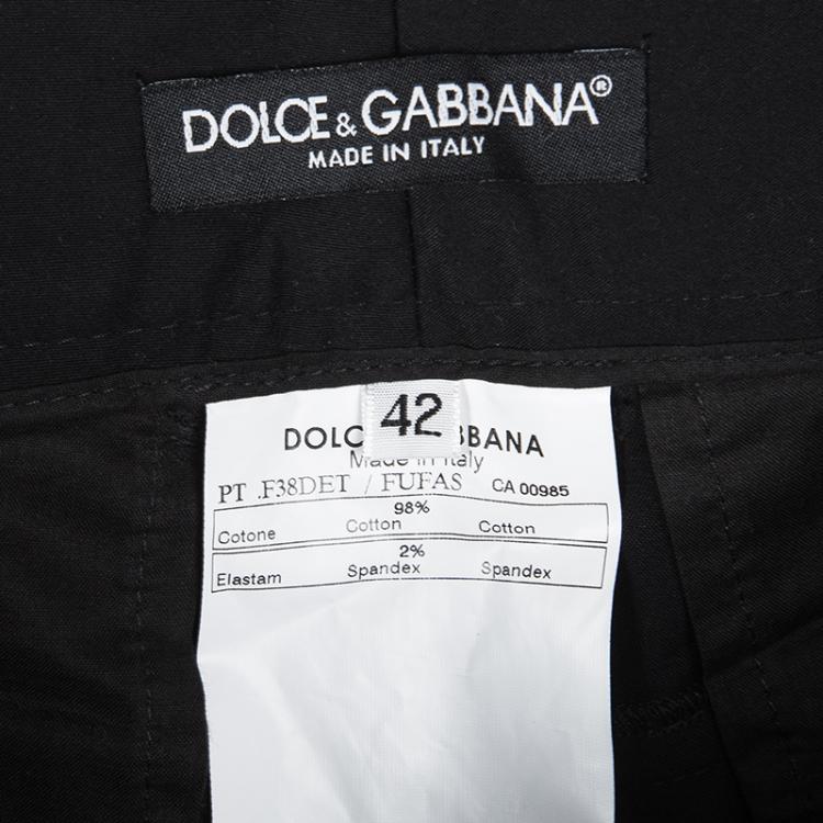 Pre Owned Dolce and Gabbana Black Stretch Cotton Pocket Detail Capri Pants M 