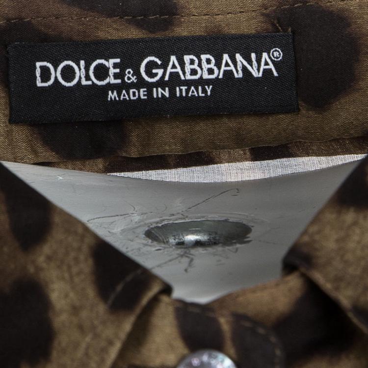 Pre Owned Dolce and Gabbana Leopard Print Sheer Chiffon Short Sleeve Blouse M