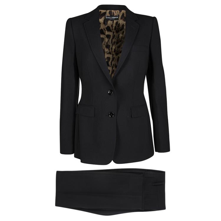 Pre Owned Dolce and Gabbana Black Wool Tailored Pant Suit M