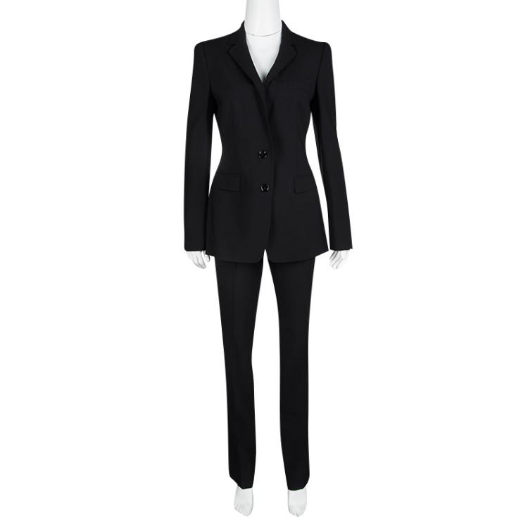 Pre Owned Dolce and Gabbana Black Wool Tailored Pant Suit M