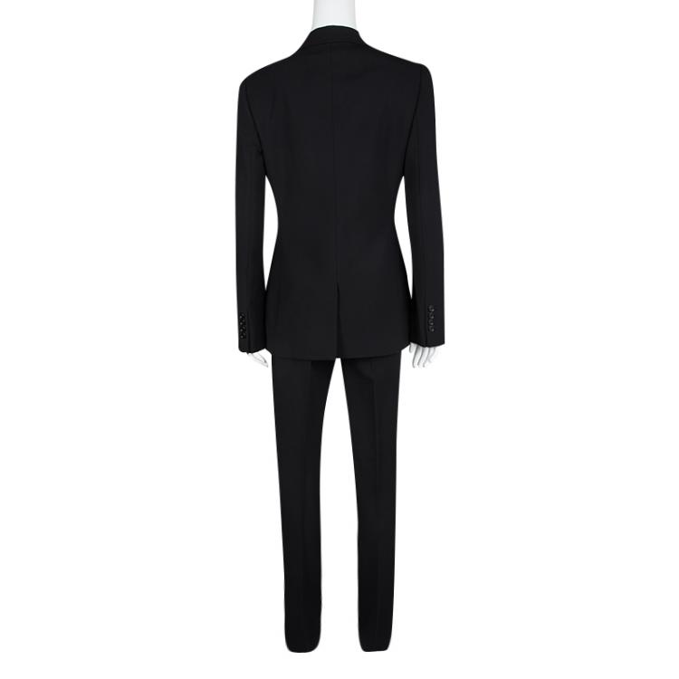 Pre Owned Dolce and Gabbana Black Wool Tailored Pant Suit M
