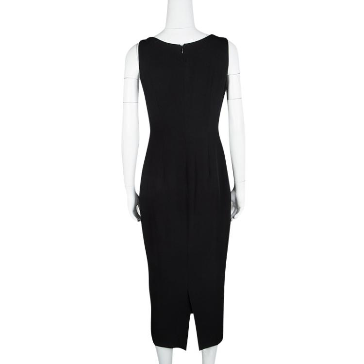 Pre Owned Dolce and Gabbana Vintage Black V-Neck Sleeveless Dress L