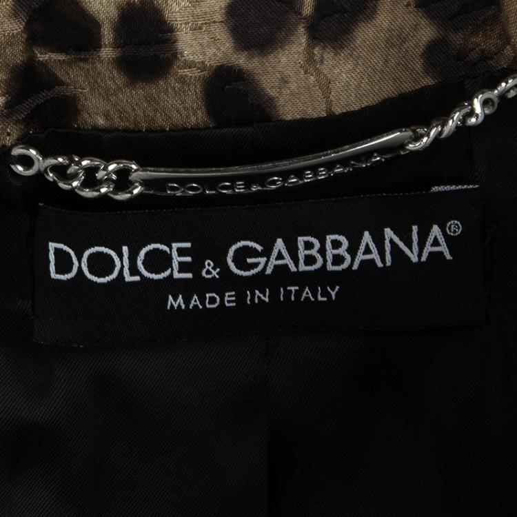 Pre Owned Dolce And Gabbana Brown Animal Print Ruffled Collar Coat M