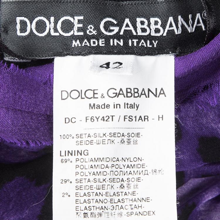 Pre Owned Dolce and Gabbana Purple Leopard Print Floral Applique Strapless Dress M