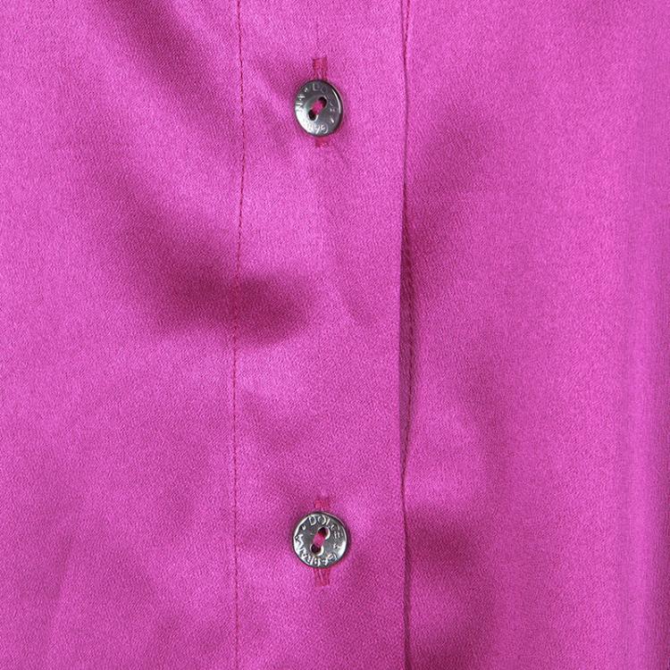 Pre Owned Dolce and Gabbana Pink Silk Long Sleeve Button Front Shirt M