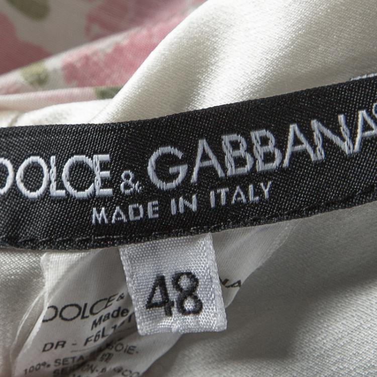 Pre Owned Dolce and Gabbana Floral Printed Silk Gathered Sleeveless Dress L