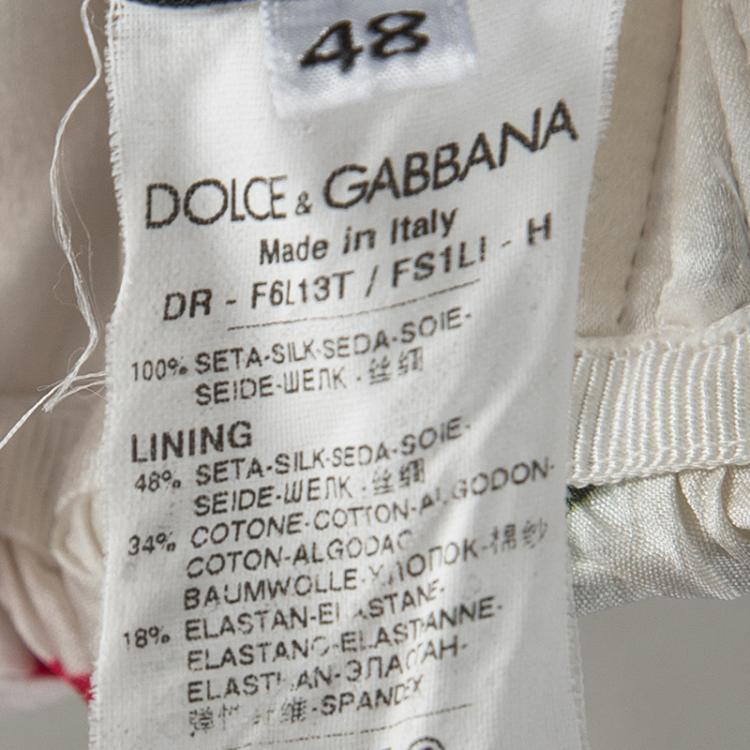 Pre Owned Dolce and Gabbana Floral Printed Silk Gathered Sleeveless Dress L