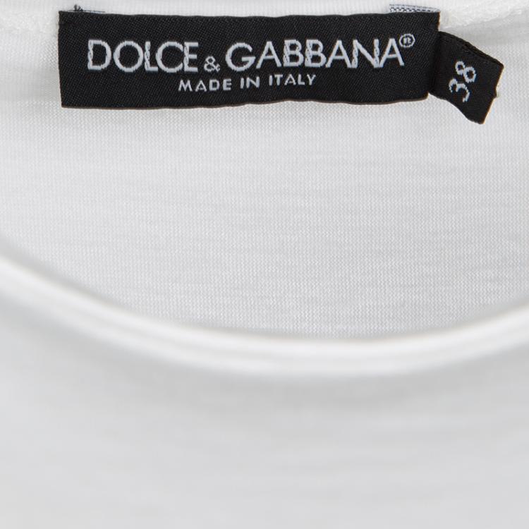 Pre Owned Dolce and Gabbana White Alain Delon Print Short Sleeve T-Shirt S