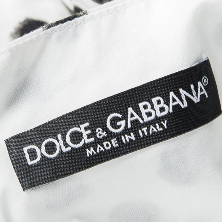 Pre Owned Dolce and Gabbana Monochrome Polka Dotted Sleeveless Cotton Dress L