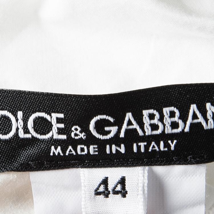 مملوكة مسبقًا Dolce and Gabbana White Ice Cream Print Off Shoulder Cotton Crop Top M