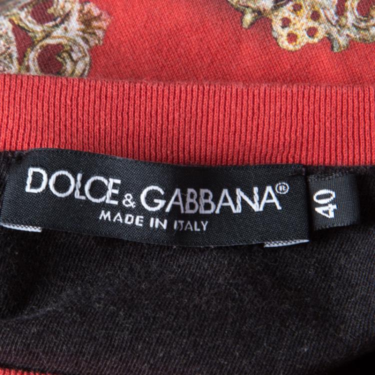 Pre Owned Dolce and Gabbana Red Sacred Heart Print T-Shirt S