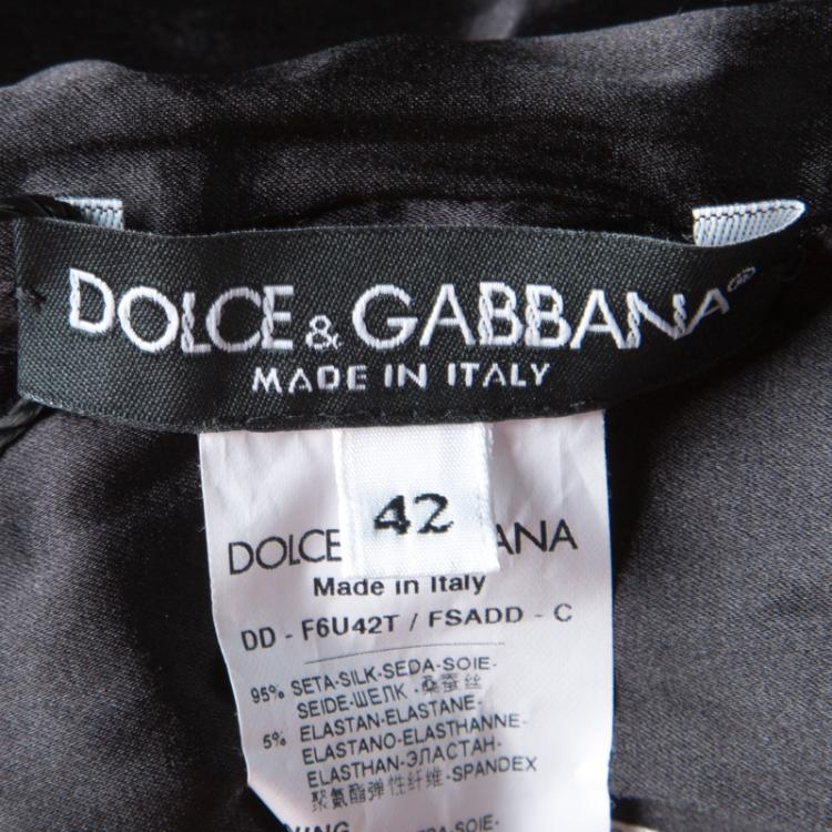 Pre Owned Dolce and Gabbana Animal Print Ruched Silk Long Sleeve Dress M