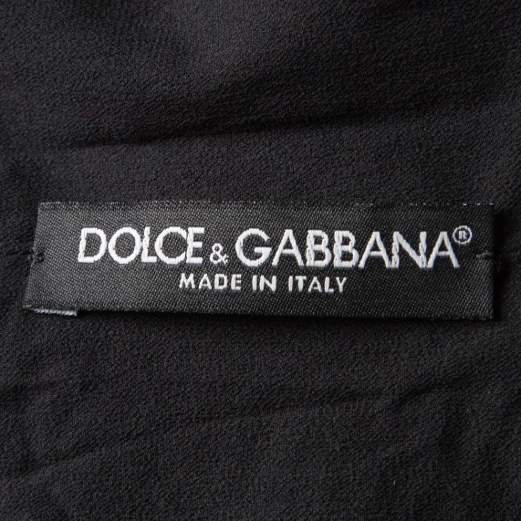 Pre Owned Dolce and Gabbana Black Sequined Floral Lace Sleeveless Dress M
