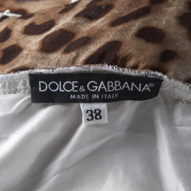 Pre Owned Dolce and Gabbana Animal Printed Silk Embroidered Lace Detail Maxi Dress S