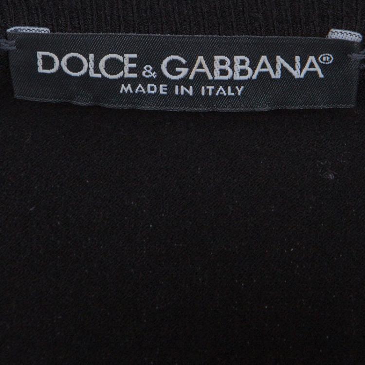 Pre Owned Dolce and Gabbana Black Wool Silk Embroidered Sequin Detail Cardigan M