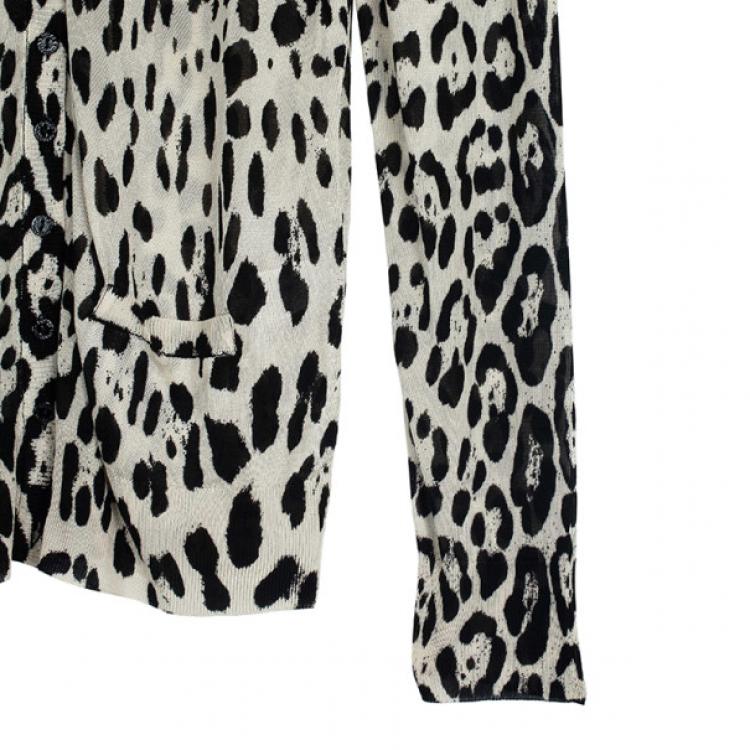 Pre Owned Dolce and Gabbana Animal Print Cardigan XL