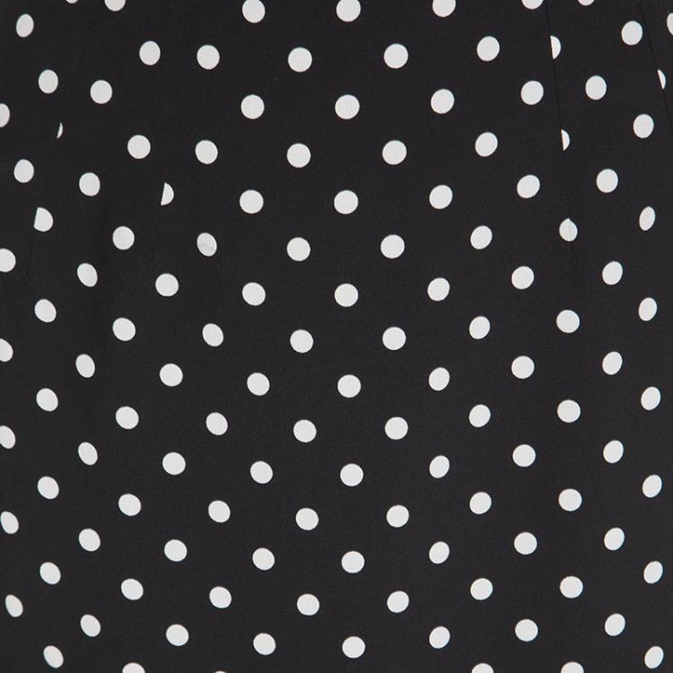 Pre Owned Dolce & Gabbana Monochrome Polka Dot Ruffle Bottom Silk Skirt S