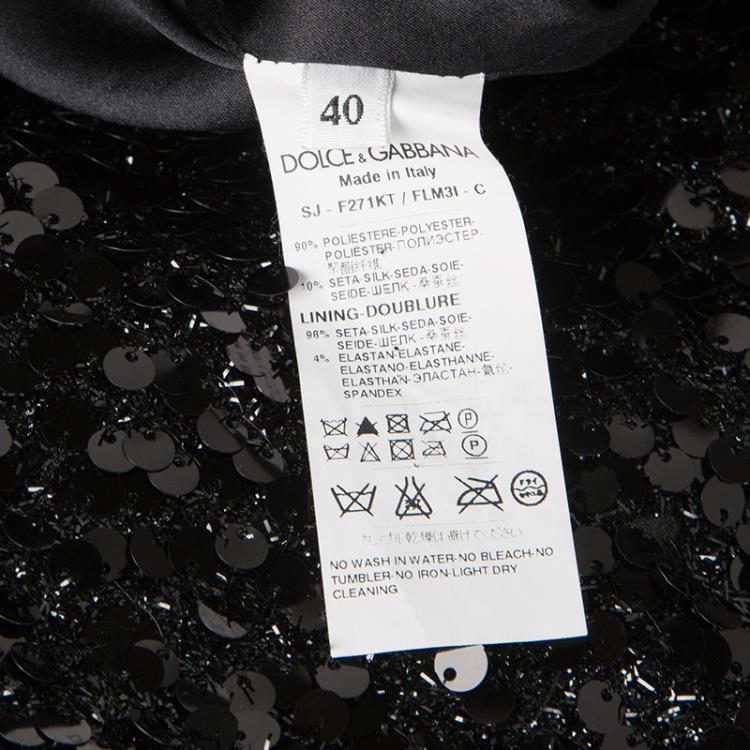 Pre Owned Dolce and Gabbana Black Sequin Embellished Box Jacket S