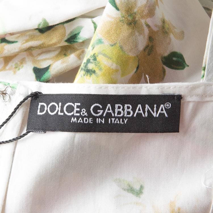 Pre Owned Dolce and Gabbana Floral Printed Cotton Midi Dress M