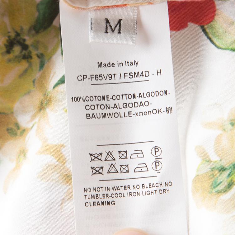 Pre Owned Dolce and Gabbana Floral Printed Cotton Midi Dress M