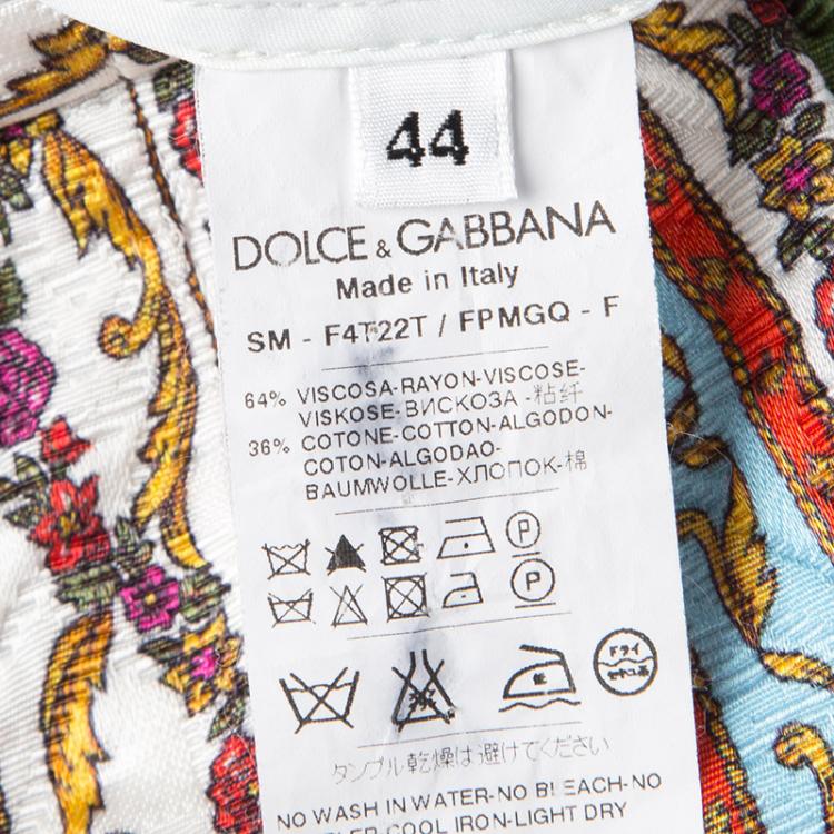 Pre Owned Dolce and Gabbana Sicilian Print Embossed jacquard Gathered Skirt M 