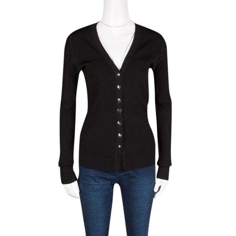 Pre Owned Dolce and Gabbana Black Ribbed Cardigan M