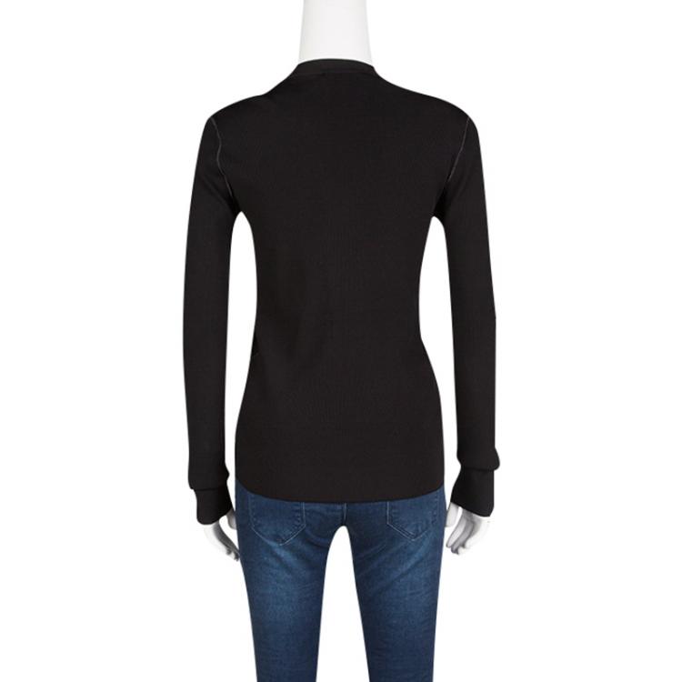 Pre Owned Dolce and Gabbana Black Ribbed Cardigan M