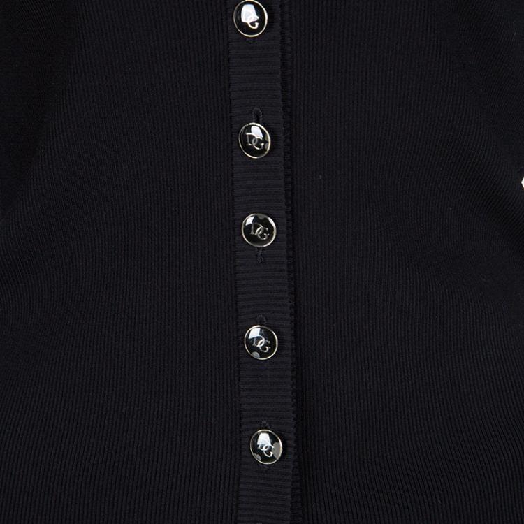 Pre Owned Dolce and Gabbana Black Ribbed Cardigan M