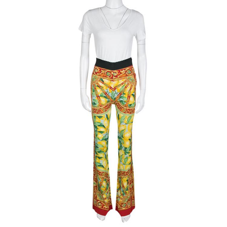 Pre Owned Dolce and Gabbana Multicolor Roman Lemon Printed Pants S