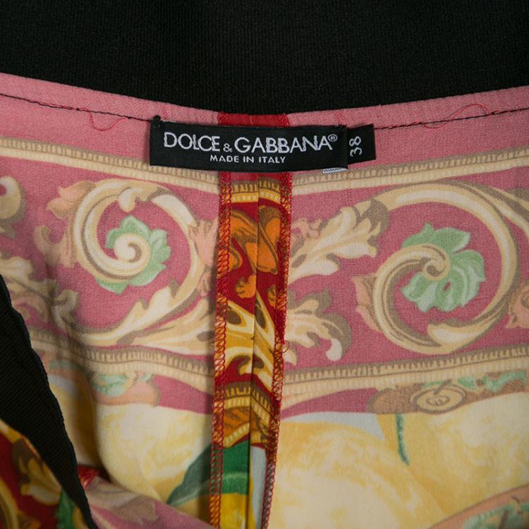 Pre Owned Dolce and Gabbana Multicolor Roman Lemon Printed Pants S