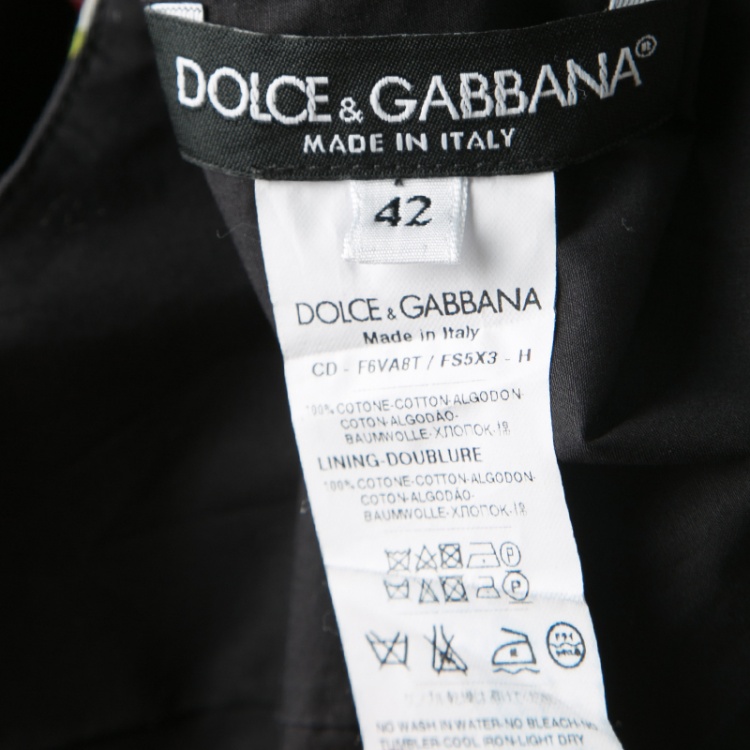 Pre Owned Dolce and Gabbana Poppy and Daisy Print Sleeveless Cotton Dress M 