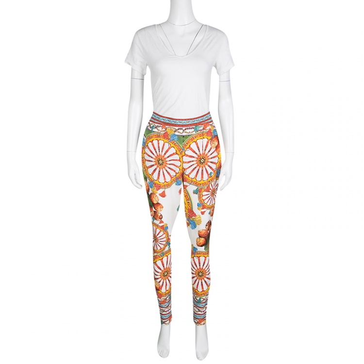 Pre Owned Dolce and Gabbana Multicolor Sicilian Print Pants S