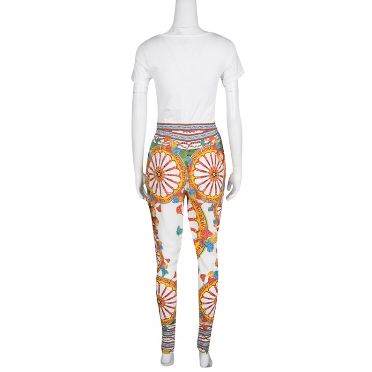 Pre Owned Dolce and Gabbana Multicolor Sicilian Print Pants S