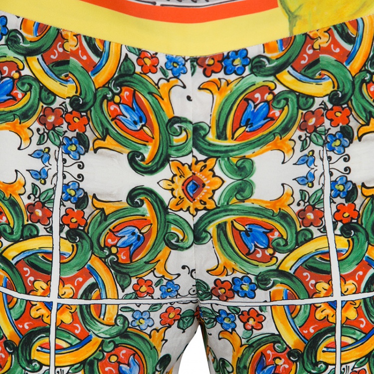 مملوكة مسبقًا Dolce and Gabbana Multicolor Majolica Print Tapered Pants S