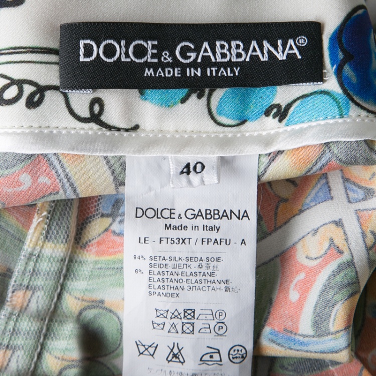 مملوكة مسبقًا Dolce and Gabbana Multicolor Majolica Print Tapered Pants S