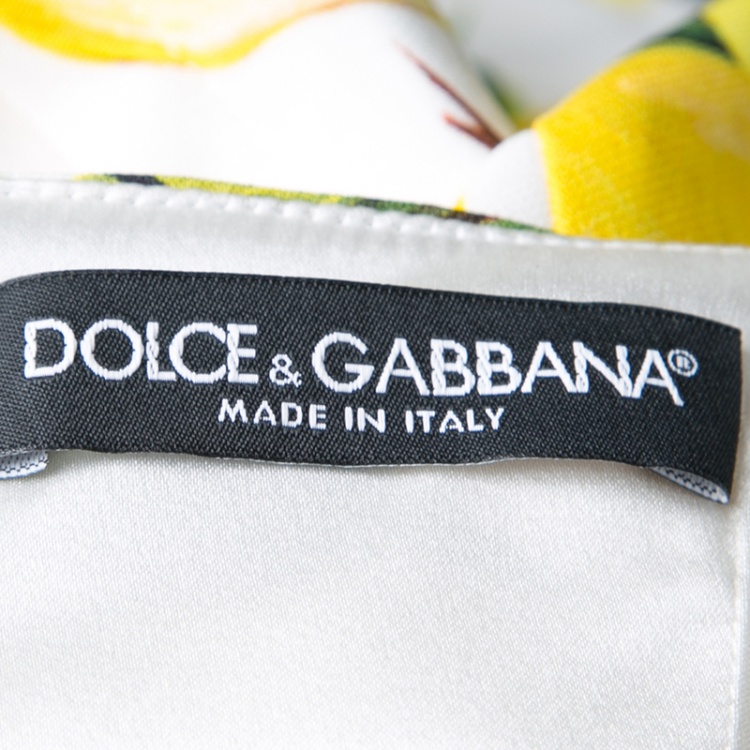 Pre Owned Dolce and Gabbana Lemon Print Sleeveless Midi Sheath Dress S