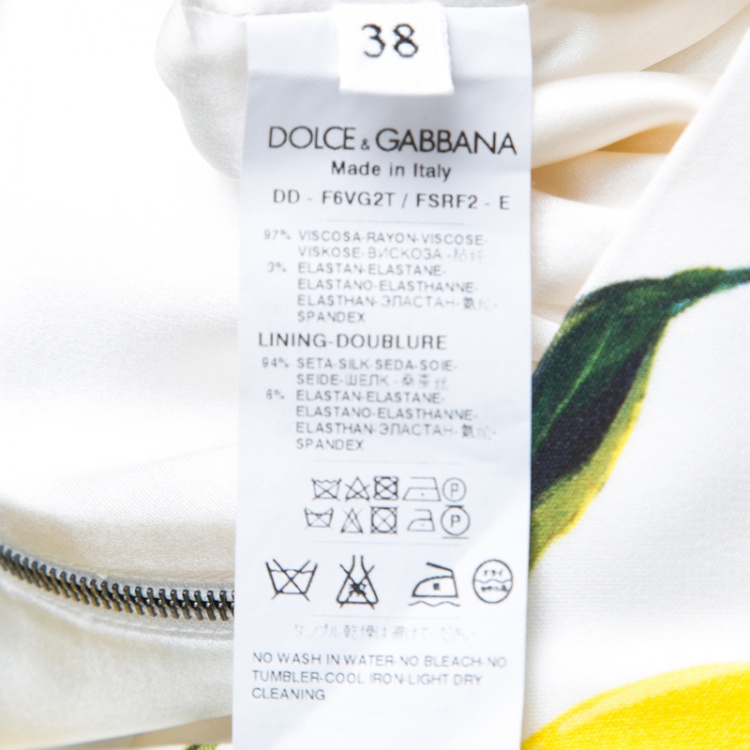Pre Owned Dolce and Gabbana Lemon Print Sleeveless Midi Sheath Dress S