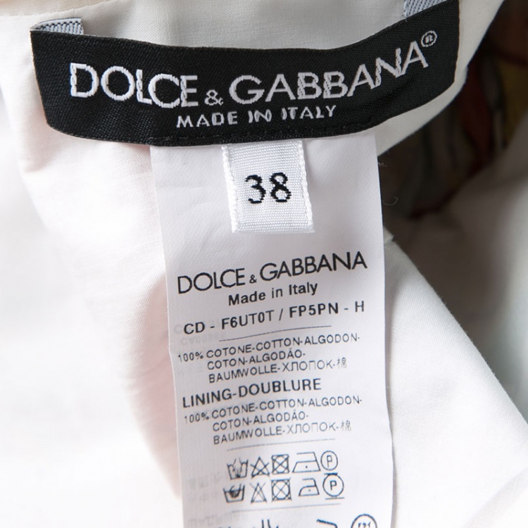 Pre Owned Dolce and Gabbana Teatro Dei Pupi Print Cotton Poplin Dress S