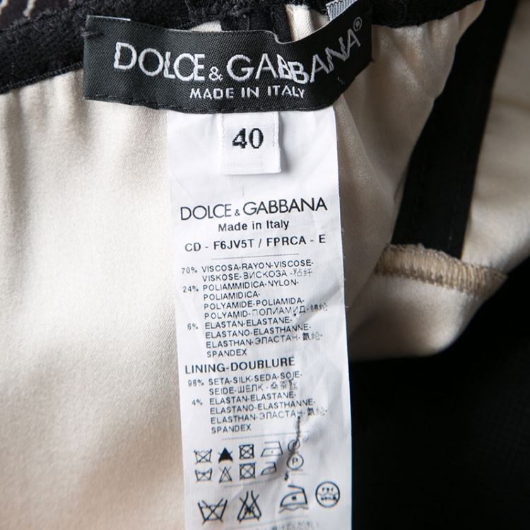 مملوكة مسبقًا Dolce and Gabbana Black and Beige Floral Lace Print Sleeveless Bodycon Dress S