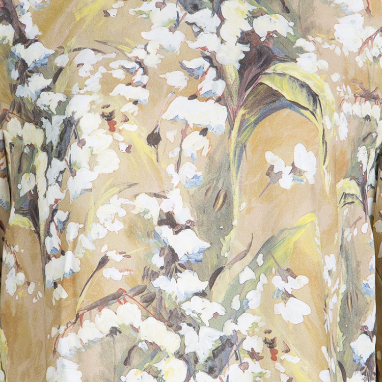 Pre Owned Dolce and Gabbana Brown Floral Print Top L