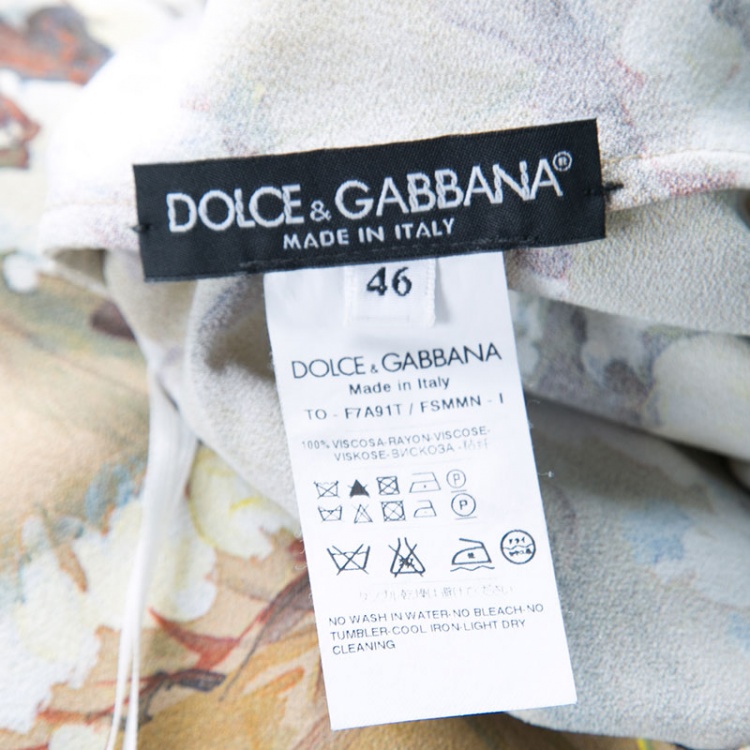 Pre Owned Dolce and Gabbana Brown Floral Print Top L