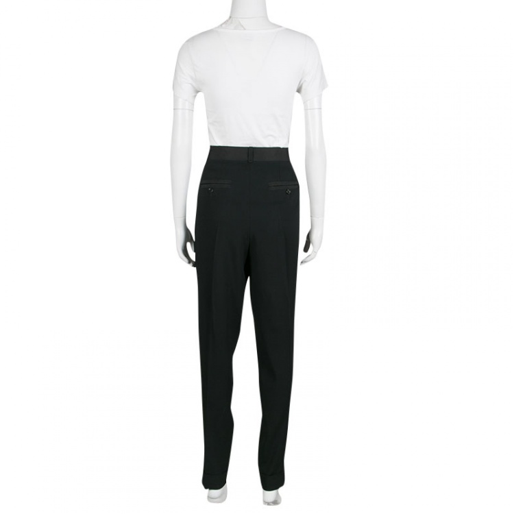 Pre Owned Dolce and Gabbana Black High Waist Cuffed Hem Pants M