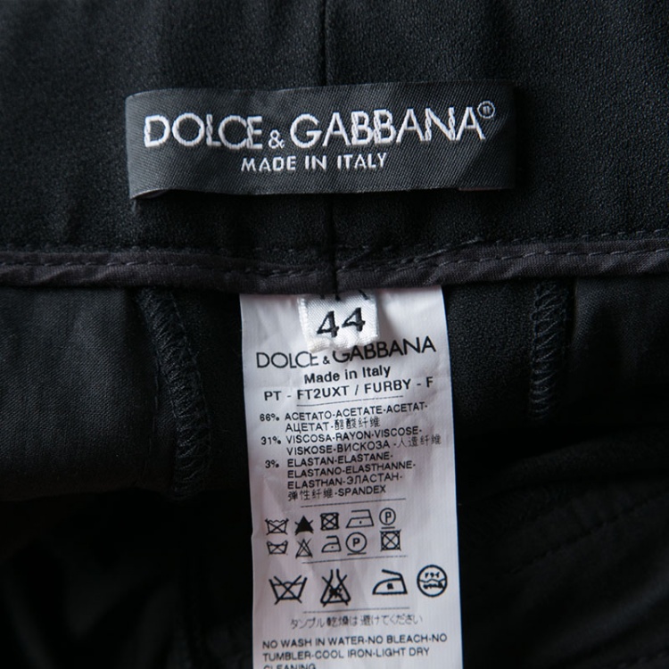 Pre Owned Dolce and Gabbana Black High Waist Cuffed Hem Pants M