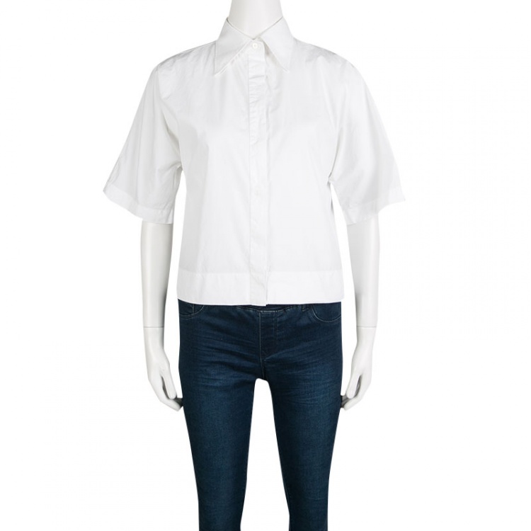 Pre Owned Dolce and Gabbana White Cotton Short Sleeve Button Front Shirt S