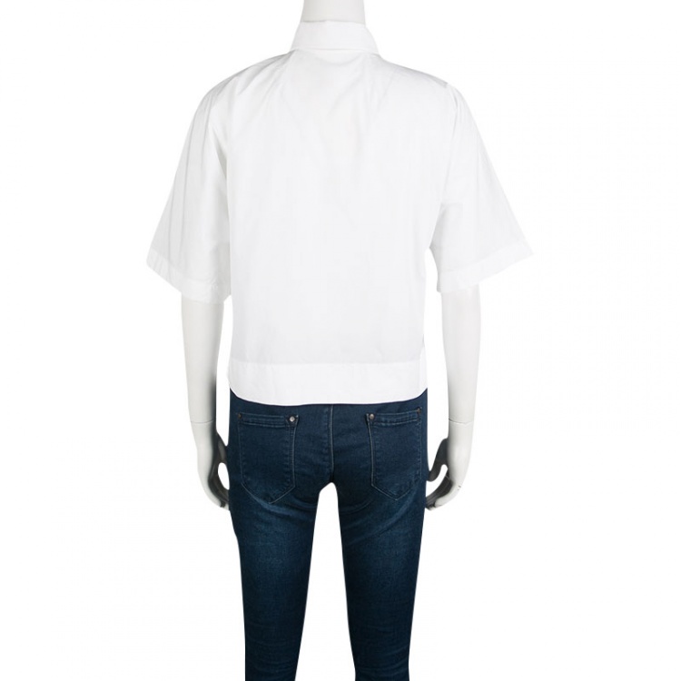 Pre Owned Dolce and Gabbana White Cotton Short Sleeve Button Front Shirt S