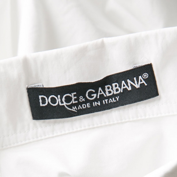 Pre Owned Dolce and Gabbana White Cotton Short Sleeve Button Front Shirt S